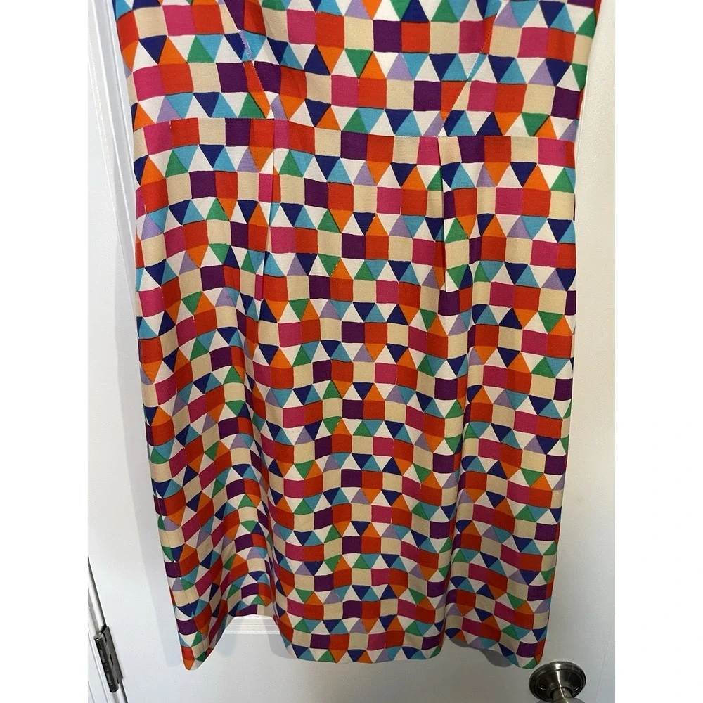 Kate Spade Abbey Geometric Print‎ Sleeveless Sheath Midi Dress Colorful Women 2